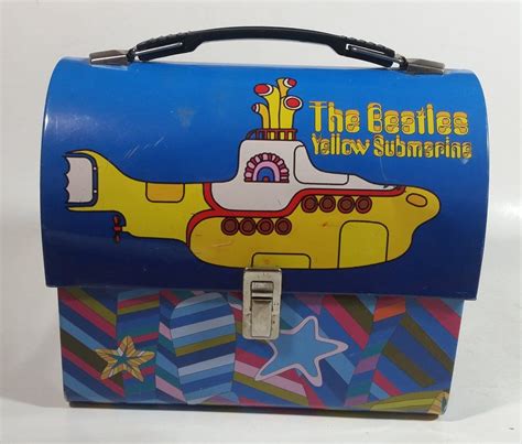 metal lunch box beatles|beatles lunch box yellow submarine.